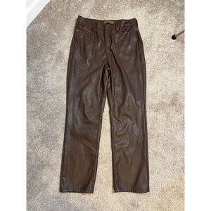 Women's Judy Blue Brown Faux Leather Straight Leg Pants Size 13